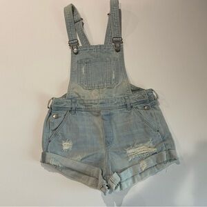 Light Blue Denim Overalls Shorts